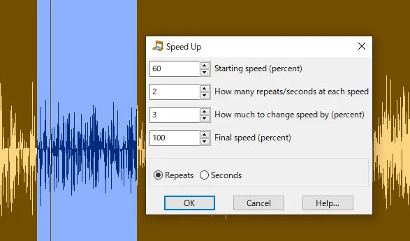 Speed Up設定画面